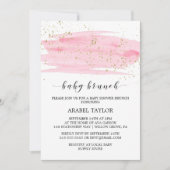 Invitation Aquarelle Rose Blush & Gold Sparkle Brunch pour bé (Devant)