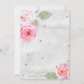 Invitation Aquarelle rose Blush or Floral Baby shower fille (Dos)