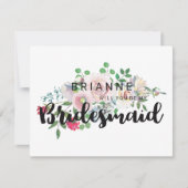 Invitation Aquarelle Rose Bluston Serez-Vous Ma Femme D'Accue (Devant)