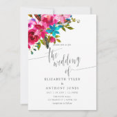 Invitation Aquarelle rose Boho Chic Floral Mariage Inviter (Devant)
