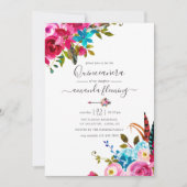 Invitation Aquarelle rose Boho Chic Floral Quinceañera (Devant)