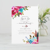 Invitation Aquarelle rose Boho Chic Floral Quinceañera (Debout devant)