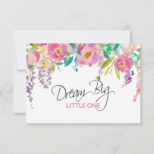 Invitation Aquarelle rose Boho Dreamcatcher Baby shower (Dos)