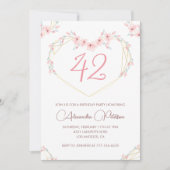 Invitation Aquarelle rose Boho floral 42e anniversaire (Devant)