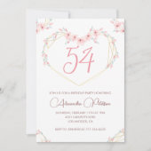 Invitation Aquarelle rose Boho floral 54e anniversaire (Devant)