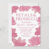 Invitation Aquarelle rose Boho moderne Pétales et Prosecco (Devant)