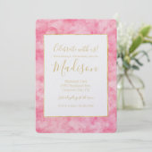 Invitation Aquarelle rose Bonjour Beau Anniversaire (Debout devant)