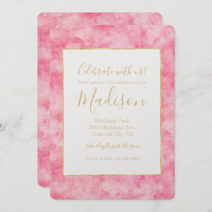 Invitation Aquarelle rose Bonjour Beau Anniversaire