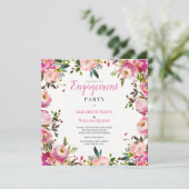 Invitation Aquarelle rose botanique fleurie Partie d'engageme (Debout devant)