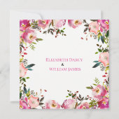 Invitation Aquarelle rose botanique fleurie Partie d'engageme (Dos)