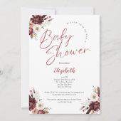 Invitation Aquarelle rose Bourgogne Baby shower Floral (Devant)