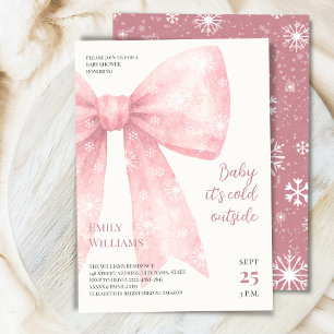 Invitation Aquarelle rose Bow froid extérieur Baby shower