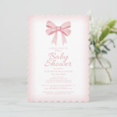 Invitation Aquarelle rose Bow Girl Baby shower Élégant Blush (Debout devant)