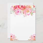Invitation Aquarelle rose brillant Floral Sweet 16 (Dos)