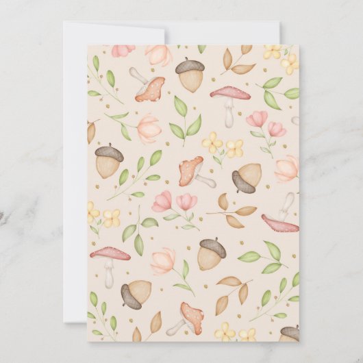 Invitation Aquarelle rose Brown Animaux de la forêt (Dos)
