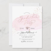 Invitation Aquarelle rose+Casquette d'or Rose (Devant)