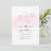 Invitation Aquarelle rose+Casquette d'or Rose (Debout devant)