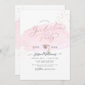 Invitation Aquarelle rose+Casquette d'or Rose (Devant / Derrière)