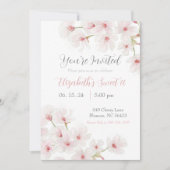 Invitation Aquarelle rose cerise fleurs doux 16 (Devant)