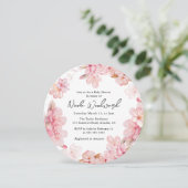 Invitation Aquarelle rose cerisier Baby shower de couronne (Debout devant)