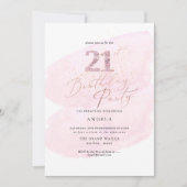 Invitation Aquarelle rose Champagne Bubbles 21e TOUT ÂGE (Devant)