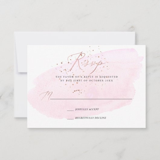 Invitation Aquarelle rose Champagne Bubbles+Calligraphie RSVP (Devant)