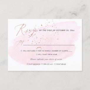 Invitation Aquarelle rose Champagne Bulles RSVP w Repas
