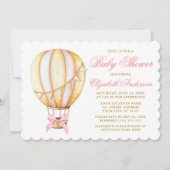 Invitation Aquarelle rose chaud Baby shower à bulle d'air cha (Devant)