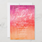 Invitation Aquarelle rose chaud et Mariage orange (Devant)