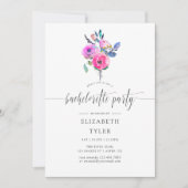 Invitation Aquarelle rose chaud Floral Bachelorette Party (Devant)