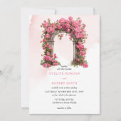 Invitation Aquarelle rose chaud magenta rose arche mariage (Devant)