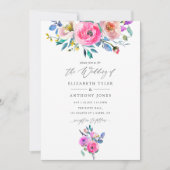 Invitation Aquarelle rose chaud Mariage (Devant)