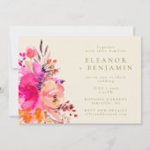 Invitation Aquarelle rose chic moderne Floral Mariage élégant (Devant)