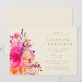 Invitation Aquarelle rose chic moderne Floral Mariage élégant (Devant / Derrière)