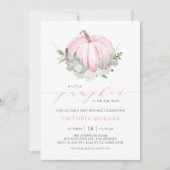 Invitation Aquarelle rose Citrouille Automne Bébé Parsemer (Devant)