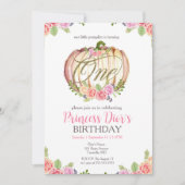 Invitation Aquarelle rose Citrouille mignonne 1er anniversair (Devant)