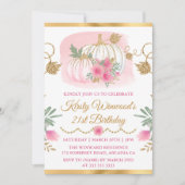 Invitation Aquarelle rose Citrouille or Parties scintillant A (Devant)