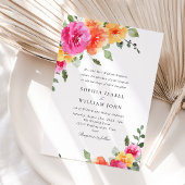 Invitation Aquarelle rose clair Mariage Fleurs orange