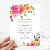 Invitation Aquarelle rose clair Mariage Fleurs orange