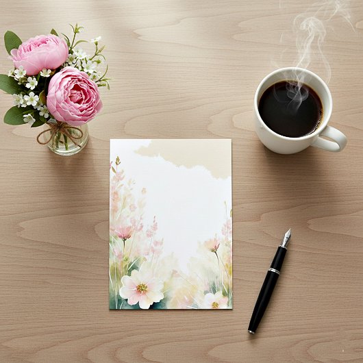 Invitation Aquarelle rose clair mariage floral blanc