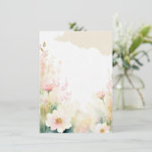 Invitation Aquarelle rose clair mariage floral blanc (Debout devant)