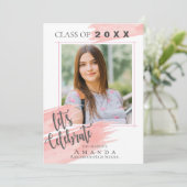 Invitation Aquarelle rose | Classe De 2025 | Diplôme photo (Debout devant)