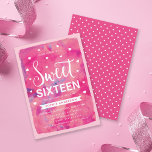 Invitation Aquarelle rose Coeurs doux 16 Anniversaire fête<br><div class="desc">Cette invitation à la fête d'anniversaire de Sweet sixteen rose tendance présente le coeur contre un arrière - plan d'aquarelle rose sur le devant. La carte a un pois rose motif à l'arrière. Consultez d'autres éléments Sweet 16 ici https://www.zazzle.com/rosewoodandcitrus/sweet 16?rf=238364477188679314 Personnalisez cette invitation en remplaçant le texte de l'espace réservé...</div>