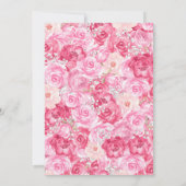 Invitation Aquarelle rose Coeurs or Fleurs Quinceanera (Dos)