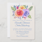 Invitation Aquarelle Rose colorée Florale (Devant)