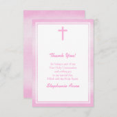 Invitation Aquarelle rose communion (Devant / Derrière)