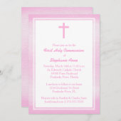 Invitation Aquarelle rose communion (Devant / Derrière)
