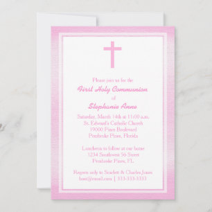 Invitation Aquarelle rose communion