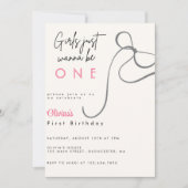 Invitation Aquarelle rose coquette féminine Ruban mignon (Devant)