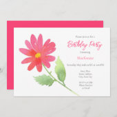 Invitation Aquarelle rose corail (Devant / Derrière)